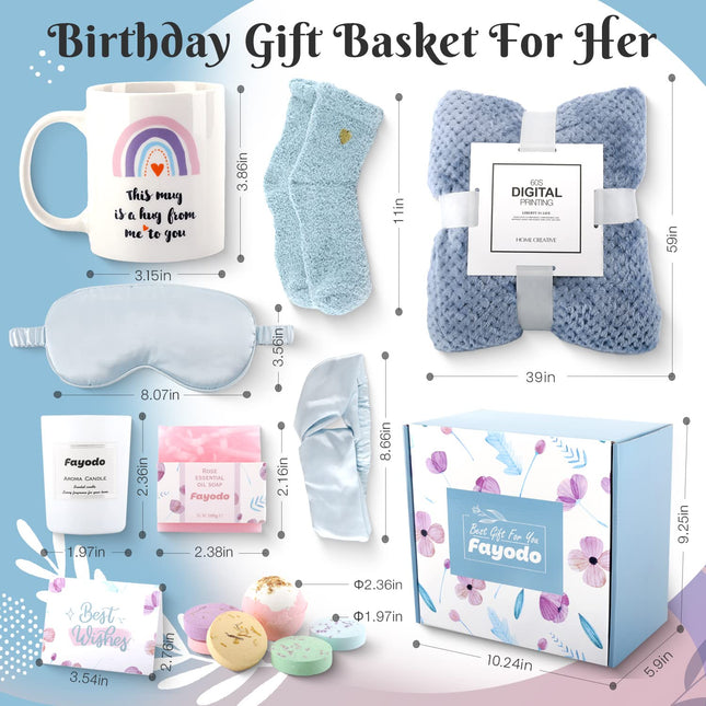 Get Well Soon Care Package Gifts for Women, 15 Pcs Birthday Mothers Day Baskets Gifts for Mom Wife Girlfriends, Sympathy