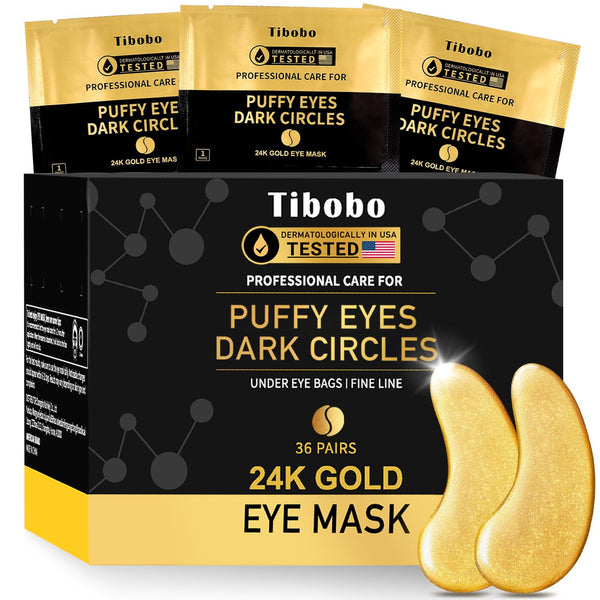 Under Eye Patches (36 Pairs) - 24K Gold Eye Masks Enriched with Abundant Collagen for Dark Circles, Puffy Eyes, Wrinkles - Gifts for Women Skin