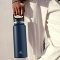 24 Oz Insulated Water Bottle for Sports: 3 Lids, Leakproof, Keep Cold 24H, Car Cupholder Friendly, Stainless Steel Water Flask with Straw and