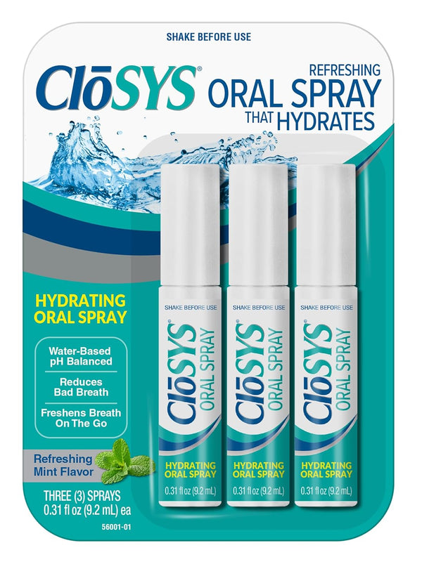 Closys Oral Breath Spray, 0.31 Ounce (3 Count), Mint, Sugar Free, Ph Balanced, Fights Bad Breath