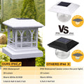 Solar Post Cap Lights, Warm White & RGB Automatic Cycling, Cracked Glass Bulb, 20 Lumens Lp65 Waterproof Fit 3.6X3.6 4X4 4.5X4.5 5X5 Wood Fence