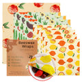 Reusable Beeswax Food Wraps-9 Pack Beeswax Wraps for Food Eco-Friendly Beeswax Wraps for Food, Bread and Sandwich Wrappers - Organic, Sustainable,