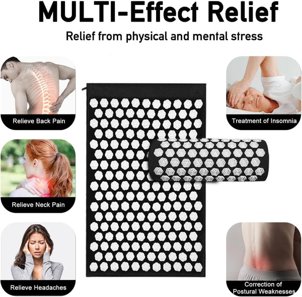 Acupressure Mat Set, Acupuncture Point Massage Pillow, Relieving Back and Neck Pain, Muscle Relaxation and Stress Reduction, Sciatica Relief,