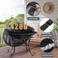 Fire Pit Cover Heavy Duty 420D Waterproof round Fire Pit Bowl Cover with Thick PVC Coating Drawstring, 38 Inch Black
