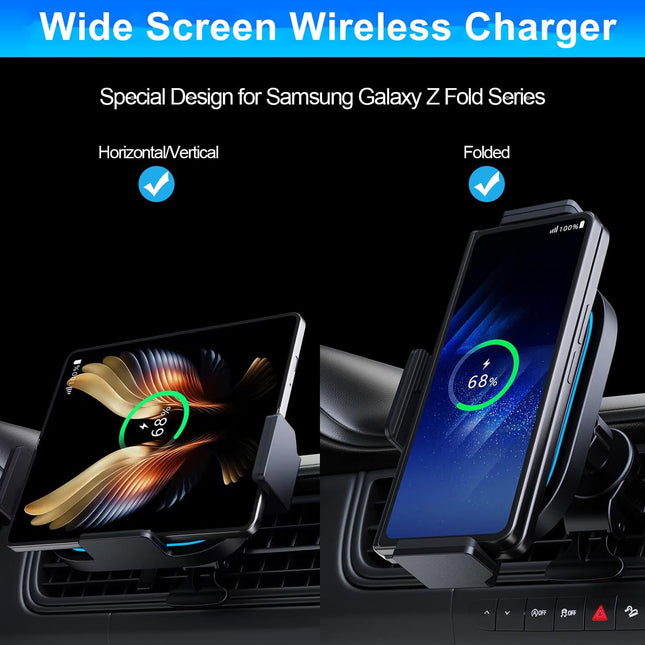 Wireless Car Charger for Samsung Galaxy Z Fold 6/5/4/3, 15W Fast Charging Car Mount, Car Accessories, Air Vent Charging 