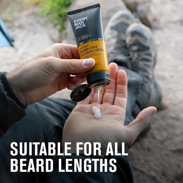 Every Man Jack Beard + Face Recovery Lotion-Moisturizes Relieves Dry Skin and Beard Itch - Light Sandalwood Scent-Made W/Naturally Derived