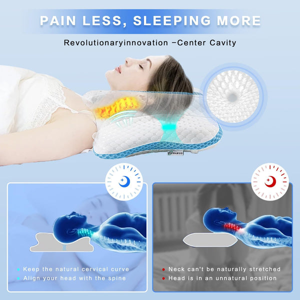 Pain Relief Cervical Pillow for Neck Support,Adjustable Ergonomic Pillow Cozy Sleeping,Odorless Orthopedic Memory Foam Pillows,Contour Bed Pillow