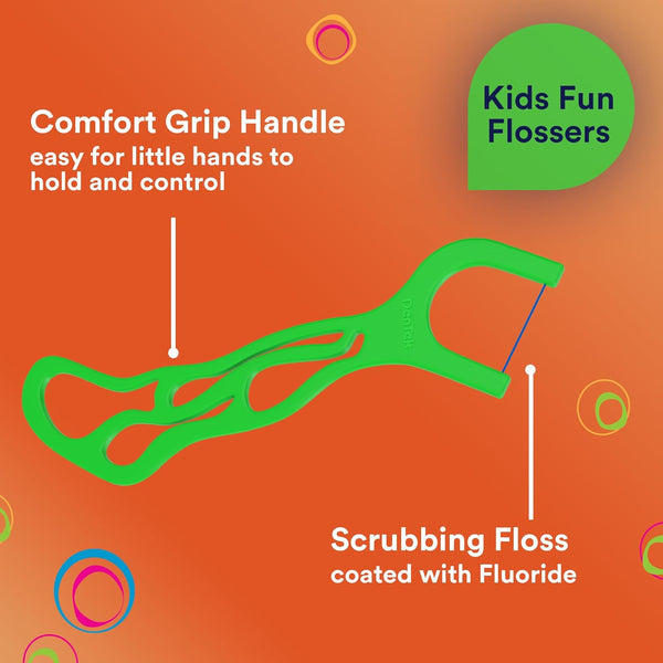Dentek Kids Fun Flossers, Floss Picks, Removes Food & Plaque, 90 Count