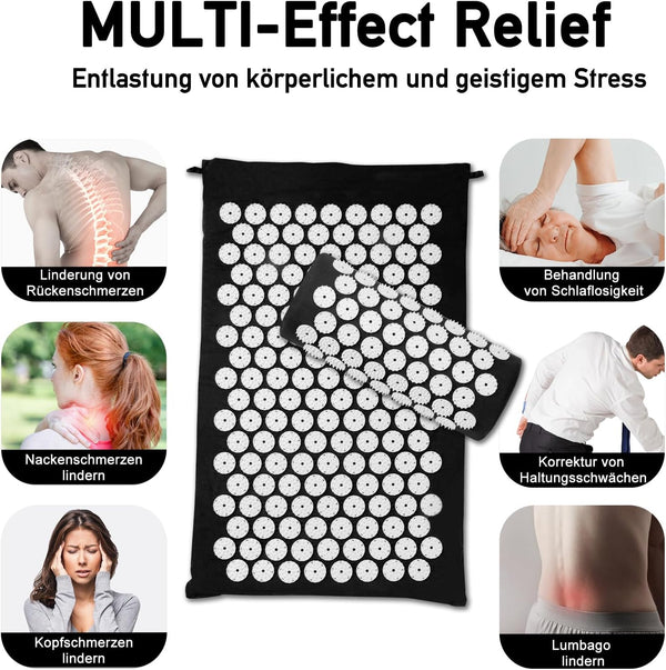 Acupressure Mat Set, Acupuncture Point Massage Pillow, Relieving Neck and Back Pain, Muscle Relaxation and Stress Reduction, Sciatica Relief,