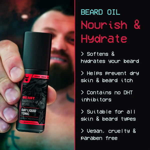The Beard Struggle the Beast Line Beard Oil for Men Ragnarok Rising Eddie Hall Beast Line - Signature Edition - Day Liquid Tonic Beard Growth Oil