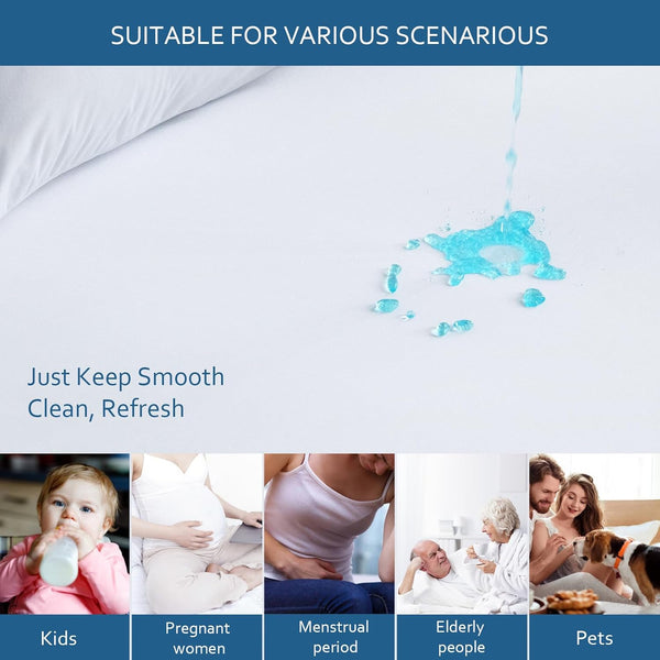 Waterproof Mattress Protector Twin Size,Mattress Cover Protector, Smooth Top Mattress Protector for Kids, Breathable Skin Friendly and Noiseless