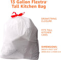 Amazon Basics Flextra Tall Kitchen Drawstring Trash Bags, 13 Gallon, 120 Count