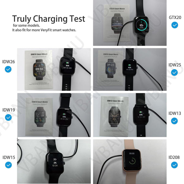 Veryfit Smartwatch Charging Cable, Fit for IDW19, IDW15, IDW13, ID208(BT), ID205L, ID206, and More, Replacement Magnetic USB Cable for Fast and