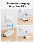 Portable Charger with Built in Cables, Portable Charger with Cords Wires Slim 10000Mah Travel Battery Pack 6 Outputs 3 Inputs 3A Fast Charging