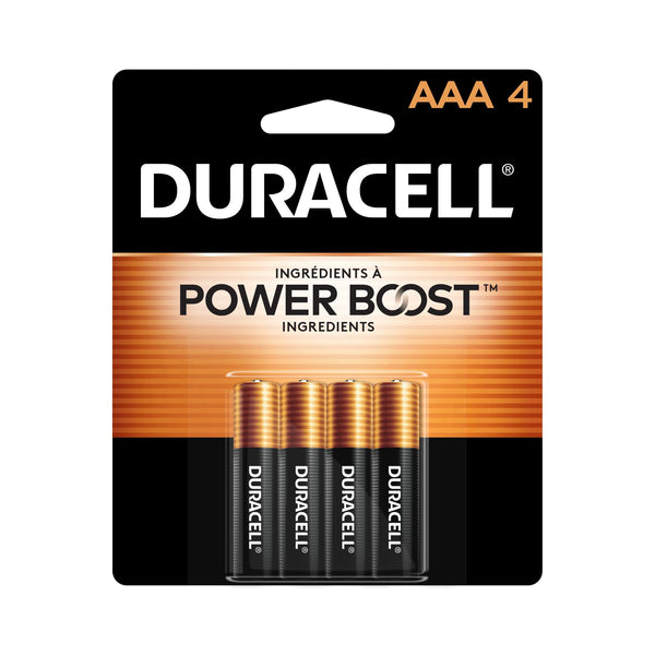 Duracell Coppertop AAA Batteries with Power Boost Ingredients, 4 Count Pack Triple a Battery with Long-Lasting Power, Alkaline AAA Battery for