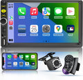 7 Double Din Touch Screen Car Radio with Apple Carplay,7 Inch Bluetooth Car Stereo with Backup Camera, FM Steering Wheel Controls,Mirror Link