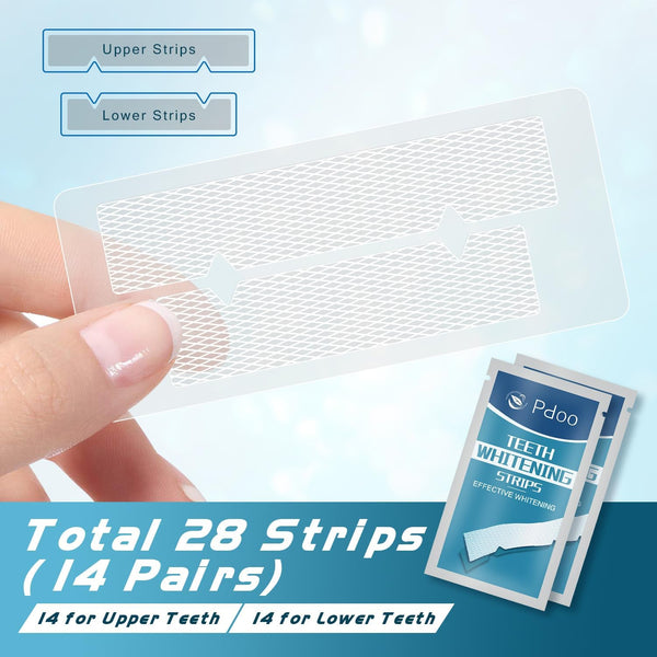 Teeth Whitening Strip - Whitening Strips for Sensitive People, Fast Remove Smoking, Coffee, Wine Stains, Teeth Brightening Kit Pack of 28 Non-Slip