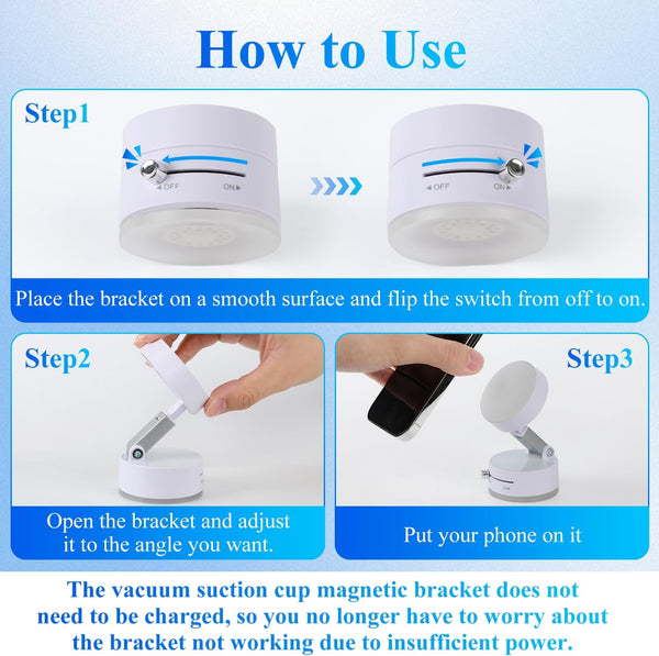 Vacuum Magnetic Suction Phone Holder, 2025 New Magnetic Multifunctional Holder, Foldable and Retractable Double-Sided Magnetic Phone Holder for