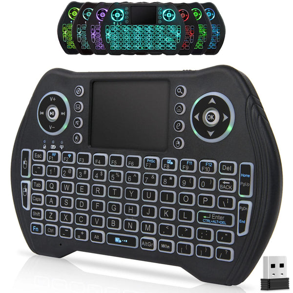 BL Mini Wireless Keyboard Remote Control with Touchpad Mouse Combo, Backlit 2.4Ghz Mini Keyboard Wireless USB Dongle Rechargeable Li-Ion Battery