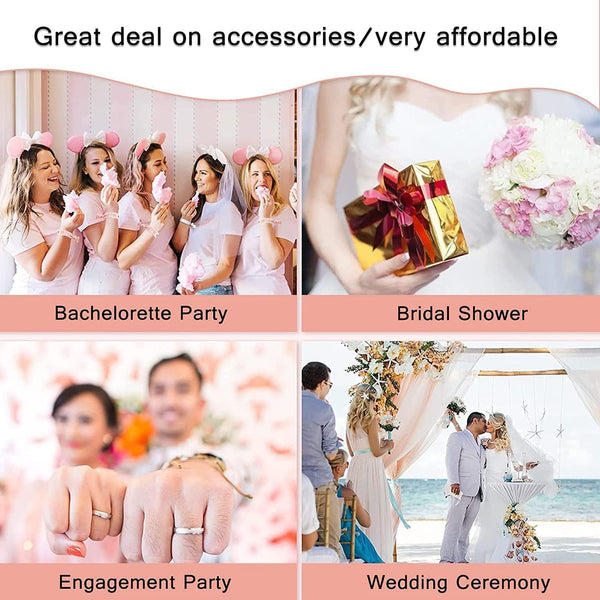 Lecone Bridal Shower Decoration, 5 Pieces Bride to Be Sash and Veil Bride Headband Tiara Garter Bridal Shower Decor Wedding Veil Set Bachelorette