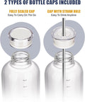 NiHome 25oz/750ml Clear Glass Water Bottle with 2 Caps & Stainless-Steel Straw, Temperature Resistant Durable High Borosilicate Glass Drinkware