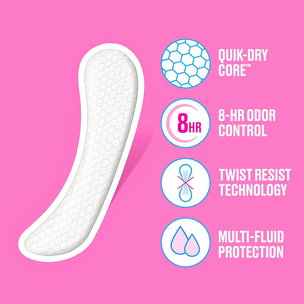 Carefree Panty Liners for Women, Extra Long, Unwrapped, Unscented, 100Ct |Pantiliners, Carefree Liners, Daily Liners for Women, Light Periods and