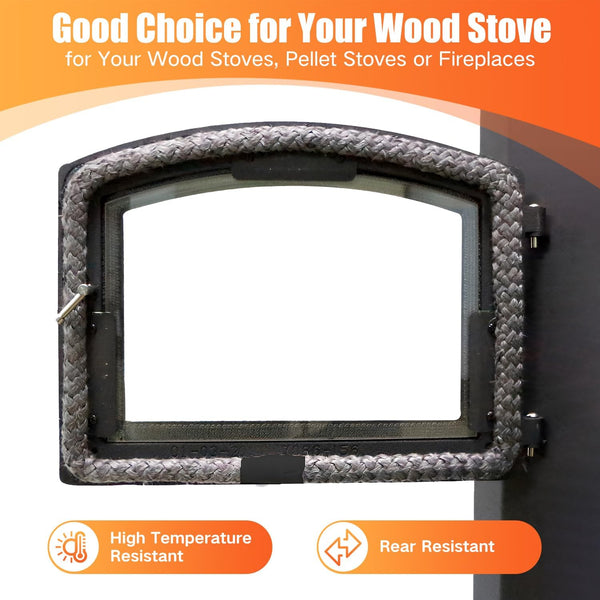 Wood Stove Gasket (7/8" X 72" Rope), Wood Stove Door Gasket, Grey Color Fiberglass Door Seal, 7/8 in High Temperature Resistant Rope