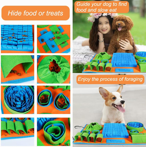 Vivifying Snuffle Mat for Dogs, Interactive Dog Puzzle Toy for Boredom and Mental Stimulation, Enrichment Feeding Game Sniff Mat Helps Slow Eating
