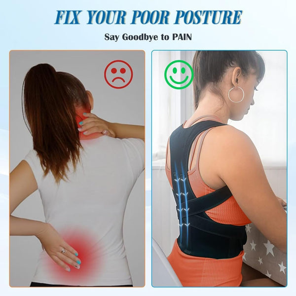Back Brace Posture Corrector for Men Women (40-45"), Adjustable Full Back Brace and Shoulder Back Straightener, Scoliosis and Hunchback