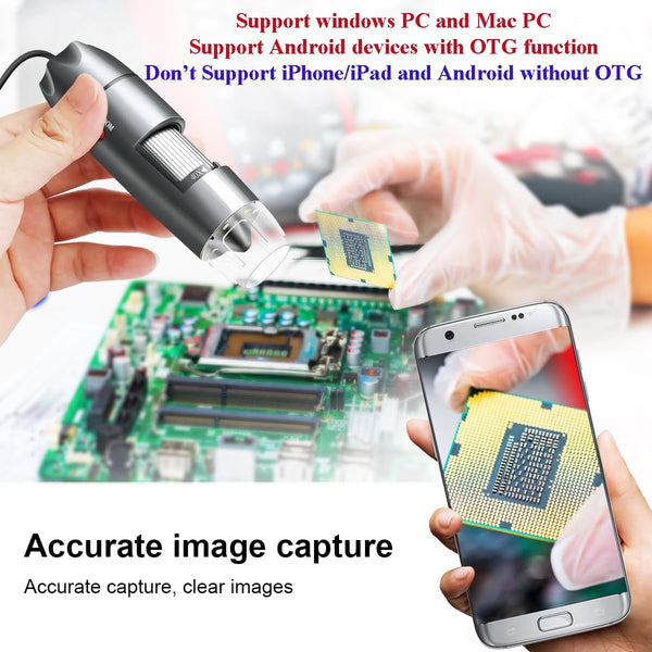 USB Microscope Camera 40X to 1000X, Cainda Digital Microscope with Metal Stand & Carrying Case, Compatible with Android Windows Linux Mac,