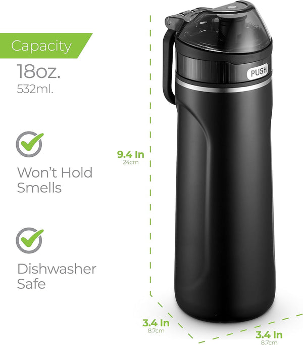 SIPX™ Triple-Insulated Stainless Steel Water Bottle - 18Oz. with Straw Lid, Bpa-Free Reusable Insulated Water Bottle Keeps Cold for 12 Hours,