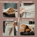 Simply H&K Linen Bread Bags [Pack of 3] with Inner Lining - Keeps Homemade Bread Fresh & Secure - Perfect for Sourdough & Gift Giving - Set of