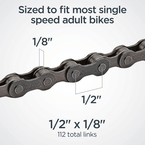 Schwinn Chain, Steel Replacement Chain, 112 Links, Fits Derailleur & Non-Derailleur Bikes, Single & Multi-Speed Bikes