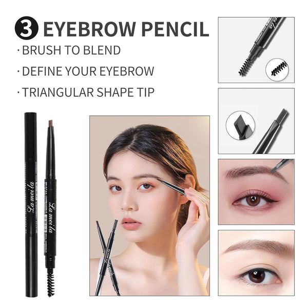 All in One Makeup Kit for Girls - 16 Colors Naked Eyeshadow Palette, 3Pcs Makeup Brushes, Waterproof Eyeliner Pencil, Eyebrow Powder,Eyebrow