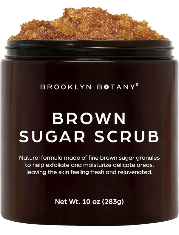 Brooklyn Botany Brown Sugar Body Scrub - Moisturizing and Exfoliating Body, Face, Hand, Foot Scrub - Fights Acne, Fine Lines & Wrinkles, Great