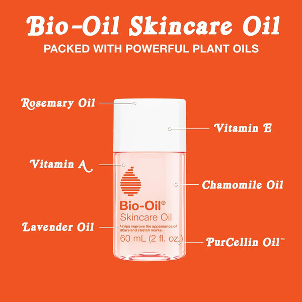 Bio-Oil Skincare Body Oil Serum, Face and Body Moisturizer with Vitamin E & A, for Scars, Stretch Marks, Sensitive Skin, All Skin Types,