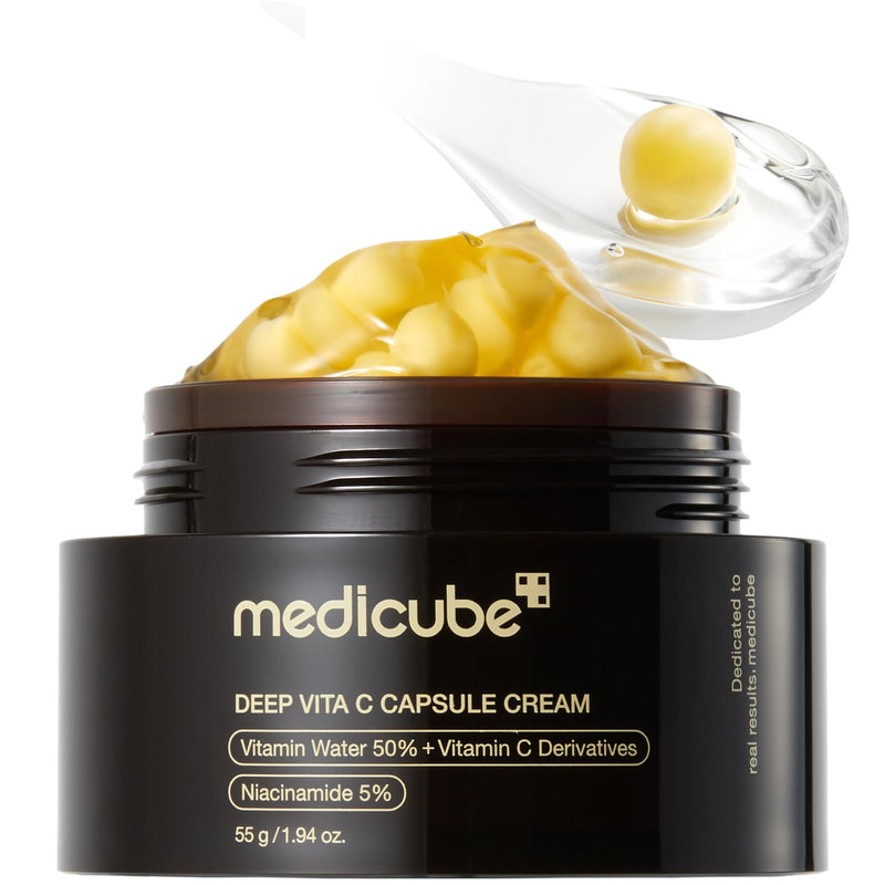 Medicube Deep Vitamin C Golden Capsule Face Moisturizer - Liposome Capsules for Wrinkles, Skin Radiance - Transparent Gel for Glow Hydration -