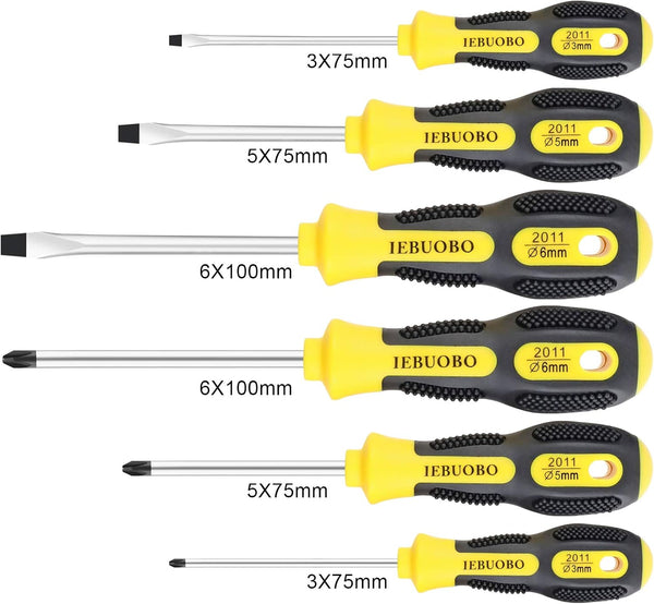 6 Piece Precision-Magnetic-Screwdriver-Tool-Set-Phillips-Flat-Head Tips Screw Driver Small Flathead Non-Slip for Repair Home Craft