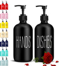 Glass Soap Dispenser Set 2 Pack,Contains Hand and Dish Soap Dispenser.Premium 16 Oz Black Kitchen Soap Dispenser Set for Kitchen Sink and