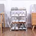 Stackable Small Shoe Rack, Entryway, Hallway and Closet Space Saving Storage and Organization (3-Tier, White)