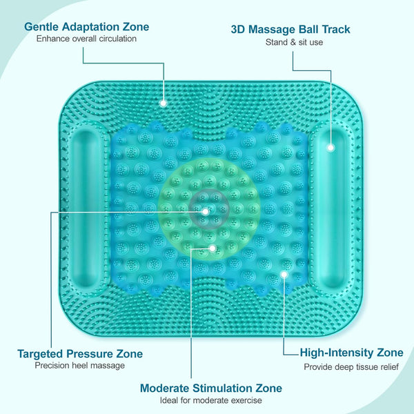Atsuwell Acupressure Foot Massage Mat, 5-Zone Reflexology Mat with Dual Massage Ball Tracks, Portable Foot Pressure Point Pad for Stress Relief,