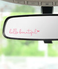 RACOONA Mirror Decal - Hello Beautiful Rearview Sticker, Car Accessories Window Decal, Self Affirmations Decoration (Pink)
