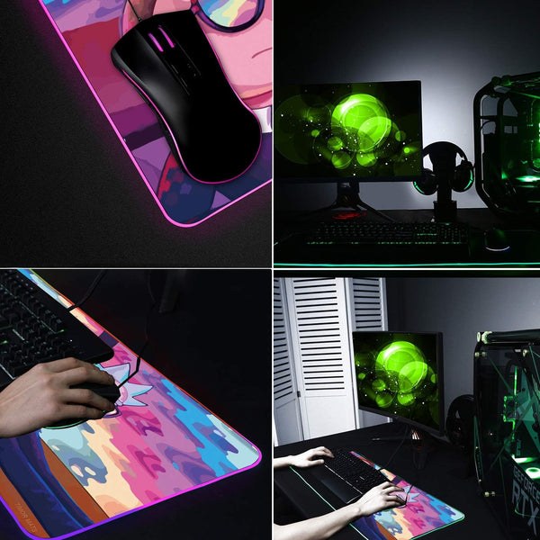 RGB Mouse Pad LED Light Gaming Mouse Pad with Rubber Base Colorful Computer Carpet Desk Mat for PC Laptop (31.5 11.8 Inch) (80X30 Rgmomo)