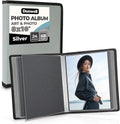 Dunwell Photo Album 8X10 (Silver) with Black Mounting Paper, 8 X 10 Photo & Art Portfolio Presentation Book, 24 Sleeves, Displays 48 Pages,