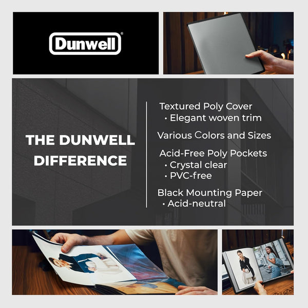 Dunwell Photo Album 8X10 (Silver) with Black Mounting Paper, 8 X 10 Photo & Art Portfolio Presentation Book, 24 Sleeves, Displays 48 Pages,