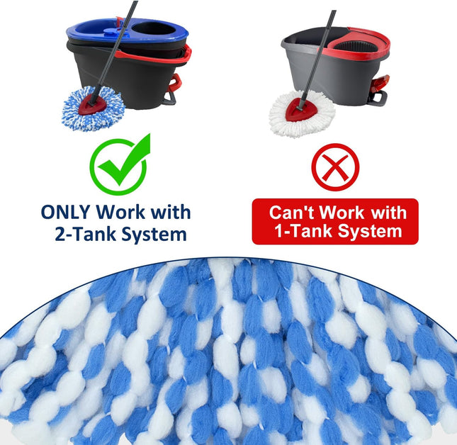 6 Pack Spin Mop Replace Head for O-Cedar Rinseclean 2 Tank Mop System,Mop Head Refill Replacement for O-Cedar Rinseclean