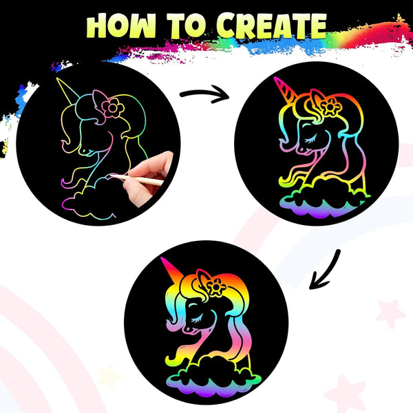 ZMLM Rainbow Scratch Paper Art Crafts Mini Notes Kids Gifts 4 5 6 7 8 9 10 Years Old Girls Boys Students Teens Classroom Prizes Supplies School