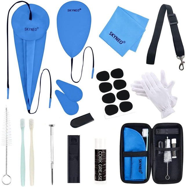 SKYNEO Saxophone Cleaning Kit, Clarinet Cleaning Kit with Maintenance Kit,Cork Grease,Swab,Strap,Cleaning Cloth,Thumb Re