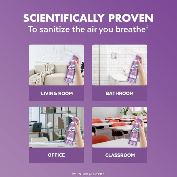 Lysol Air Sanitizer Spray, for Air Sanitization and Odor Elimination, Lavender Sky Scent, 10 Fl. Oz (Pack of 3)