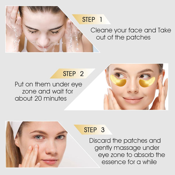 Adofect 30 Paris under Eye Patches 24K Gold under Eye Mask for Puffy Eyes and Dark Circles Treatments, under Eye Bags Treatment Collagen Gel Pads